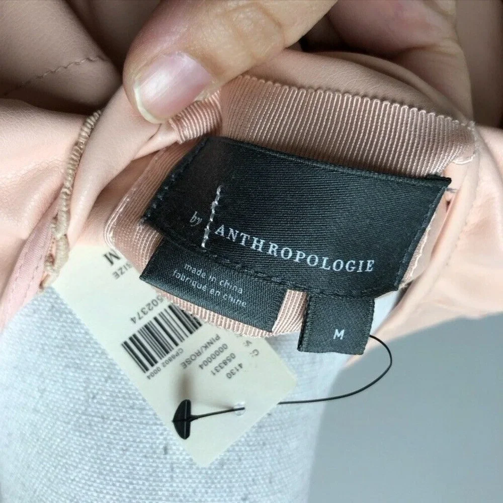 Anthropologie Faux Leather Fit And Flare Dress Womens Medium Pink Coquette